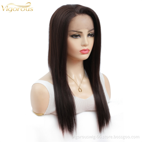 Vigorous long best free shipping wholesale color natural quality hot water silky straight synthetic invisible lace front wigs